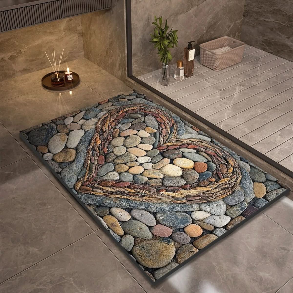 Alfombra de piedra de secado rápido, 24x35 pulgadas, tapete absorbente antideslizante para ducha, baño, entrada, cocina, pasillo y áreas húmedas de alto tráfico | Thomler
