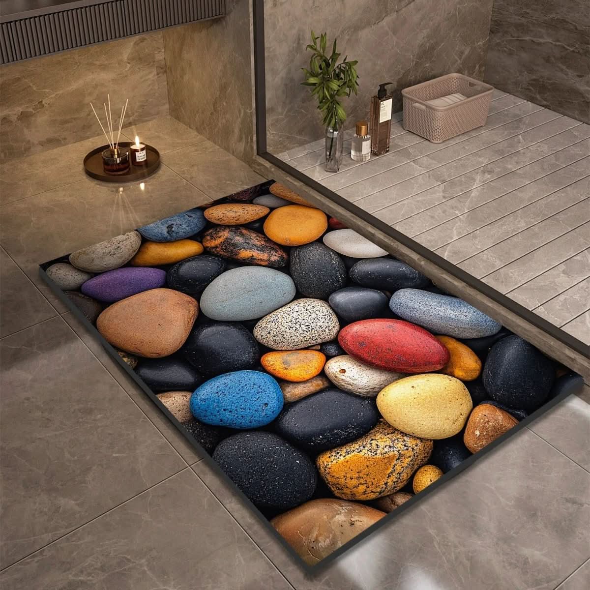 Alfombra de piedra de secado rápido, 24x35 pulgadas, tapete absorbente antideslizante para ducha, baño, entrada, cocina, pasillo y áreas húmedas de alto tráfico | Thomler