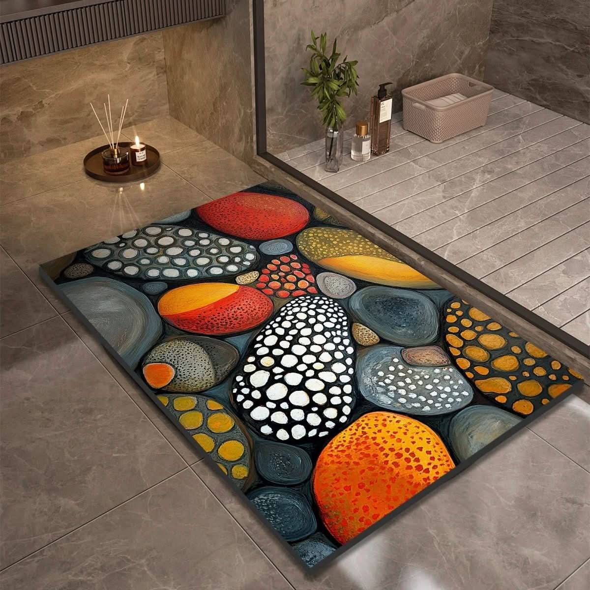 Alfombra de piedra de secado rápido, 24x35 pulgadas, tapete absorbente antideslizante para ducha, baño, entrada, cocina, pasillo y áreas húmedas de alto tráfico | Thomler