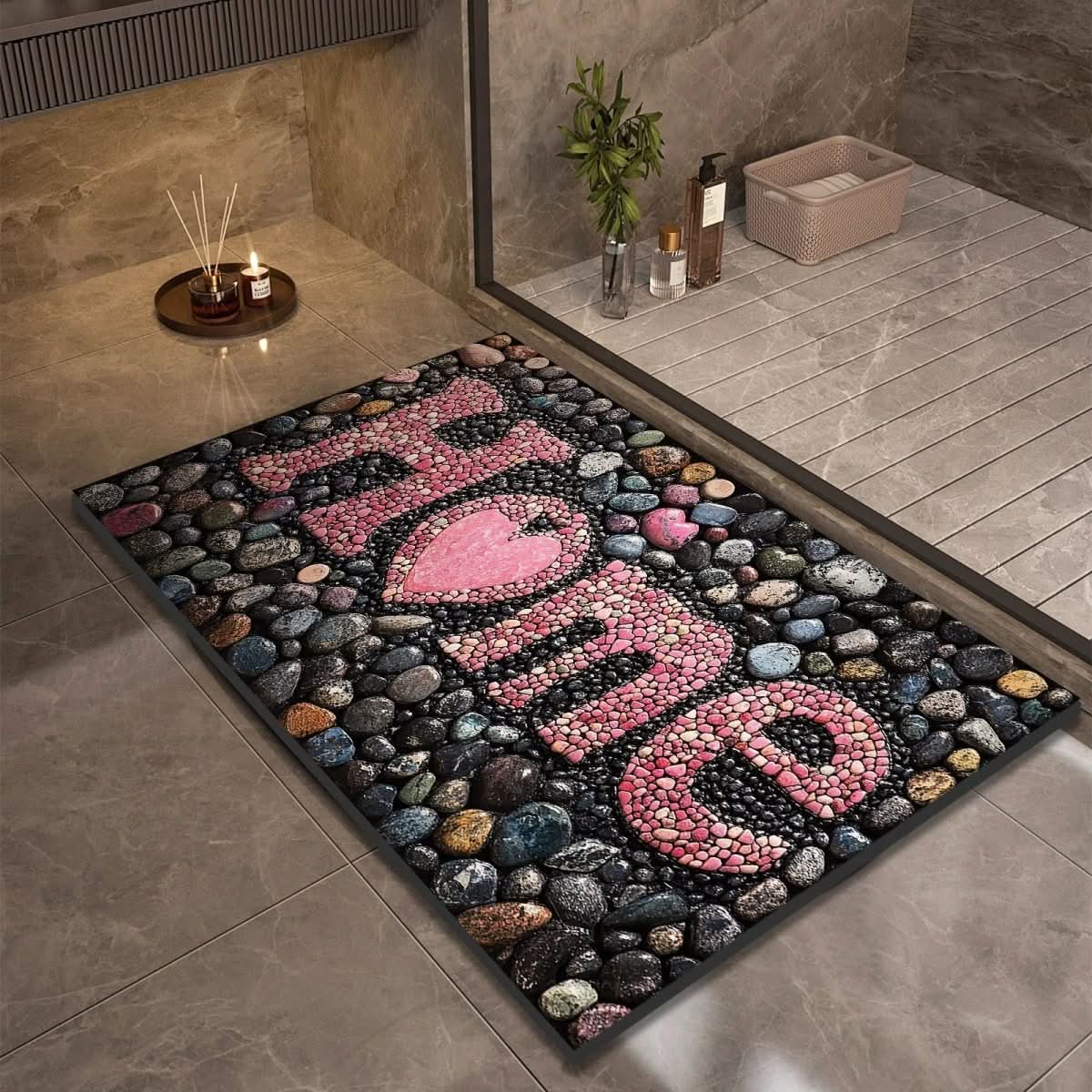 Alfombra de piedra de secado rápido, 24x35 pulgadas, tapete absorbente antideslizante para ducha, baño, entrada, cocina, pasillo y áreas húmedas de alto tráfico | Thomler