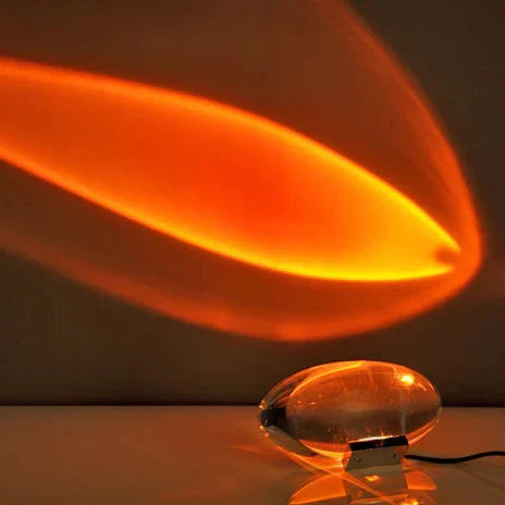 Oval Crystal Table Lamp with LED Mood Lighting in Warm White, Sunset Red & Blue-Violet for Bedroom & Living Room | Thomler