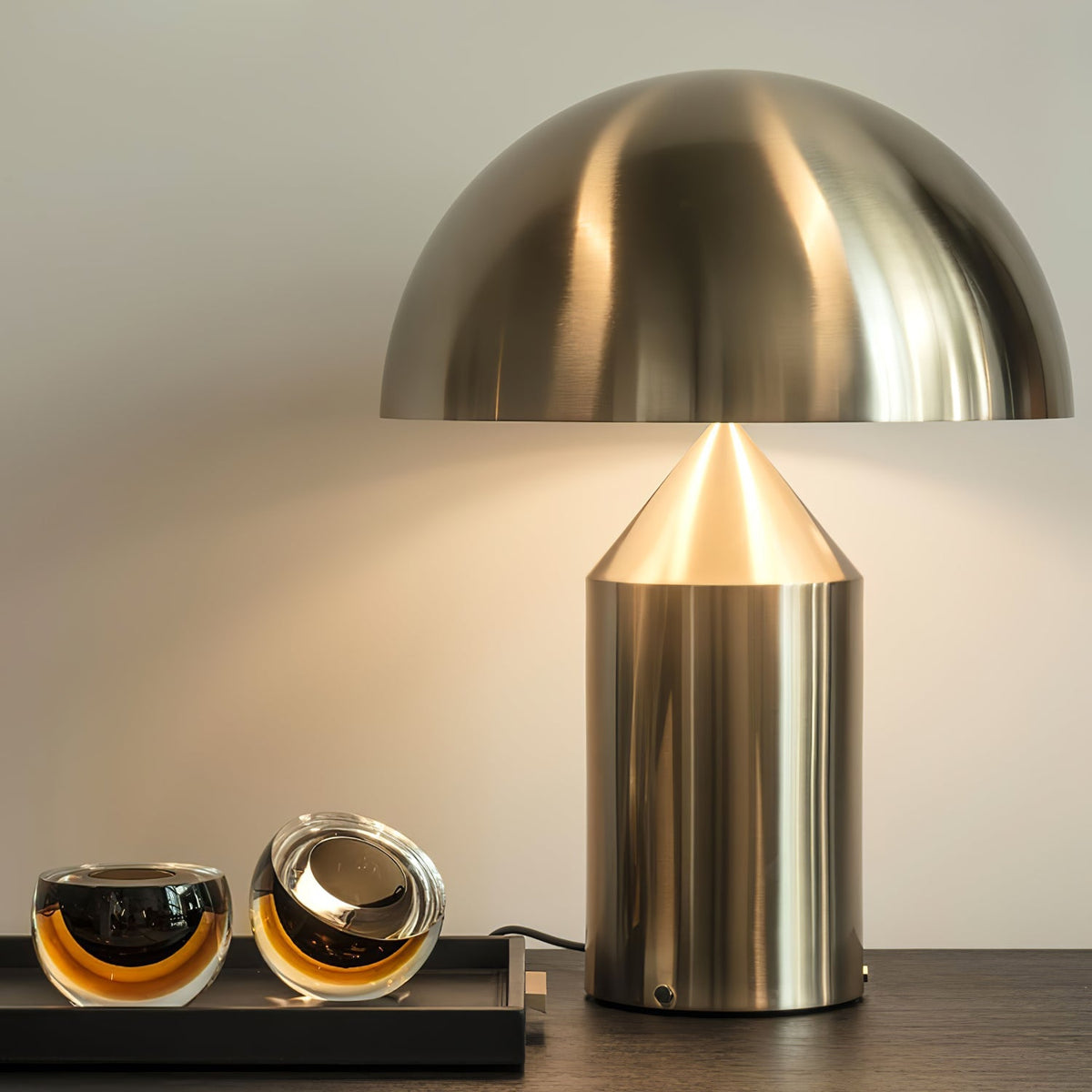 Metal Architectural Accent Lamp 14 in Sculptural Shape Soft Glow Nightstand Light Bedroom Side Table Decor Modern Minimal Home Office