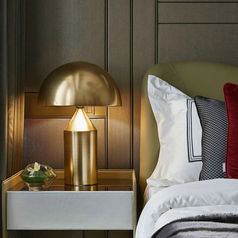 Metal Architectural Accent Lamp 14 in Sculptural Shape Soft Glow Nightstand Light Bedroom Side Table Decor Modern Minimal Home Office