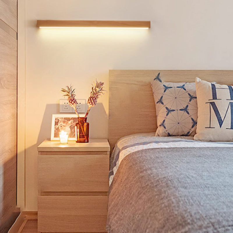 Houten LED-badkamerspiegelverlichting – Vast aangesloten lineair armatuur in diverse lengtes, opties voor warm en koel licht, slank modern design voor | Thomler