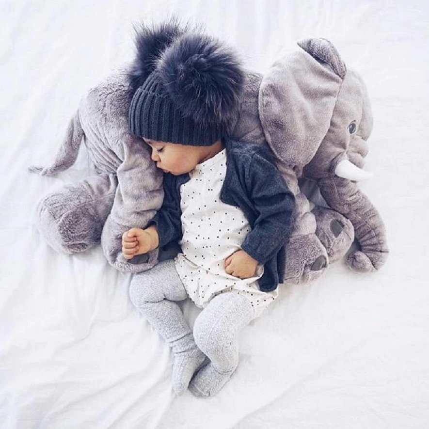 Plüschelefant-Kissen für Babys & Kleinkinder – Weiches Kuschelkissen für Mittagsschlaf, Spielzeit & Deko