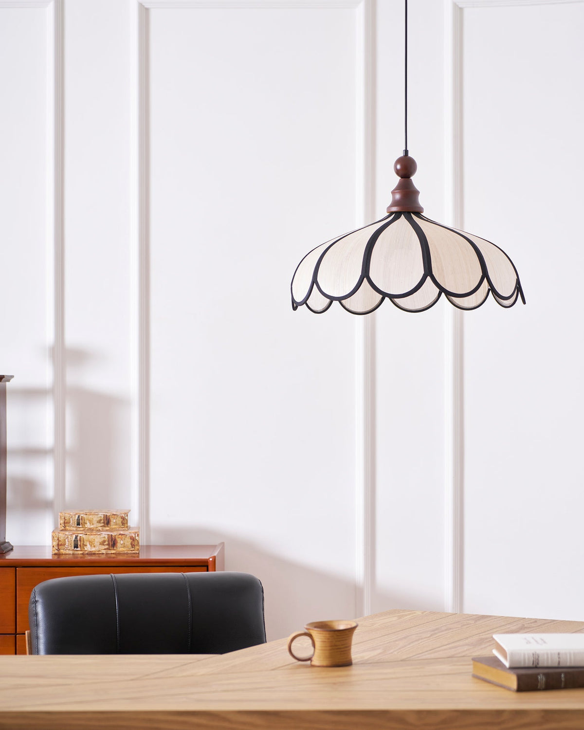Woven Fiber Dome Ceiling Fixture with Wood Trim – 16 to 24 Inch Sizes – Adjustable Drop Suspension for Kitchens, Breakfast Nooks & Dining Ar | Thomler