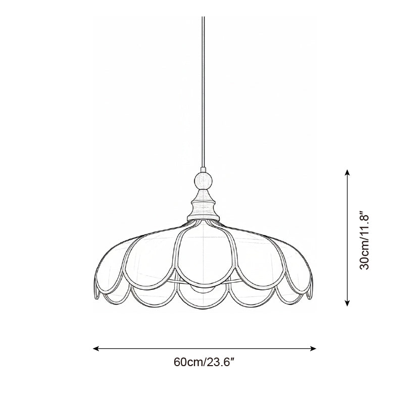 Woven Fiber Dome Ceiling Fixture with Wood Trim – 16 to 24 Inch Sizes – Adjustable Drop Suspension for Kitchens, Breakfast Nooks & Dining Ar | Thomler