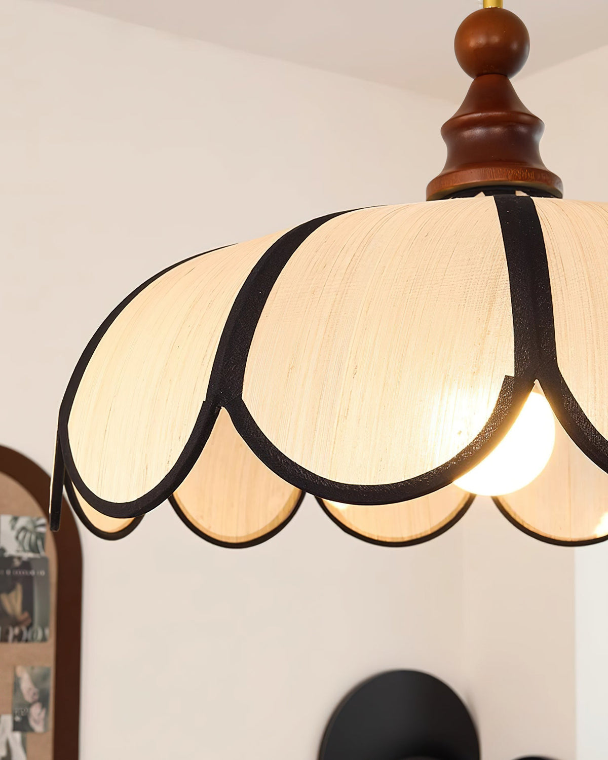 Woven Fiber Dome Ceiling Fixture with Wood Trim – 16 to 24 Inch Sizes – Adjustable Drop Suspension for Kitchens, Breakfast Nooks & Dining Ar | Thomler