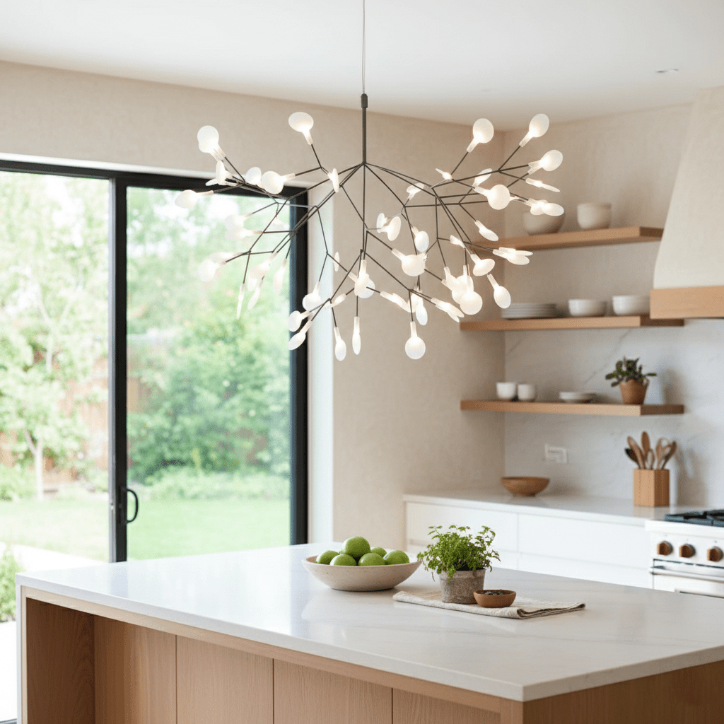 Vertakkende led-kroonluchter met acryl bloemblaadjes, zwarte afwerking, 20W geïntegreerde verlichting, dimbaar, optionele afstandsbediening, modern statement-armatuur, voor binnenshuis/woonkamer
