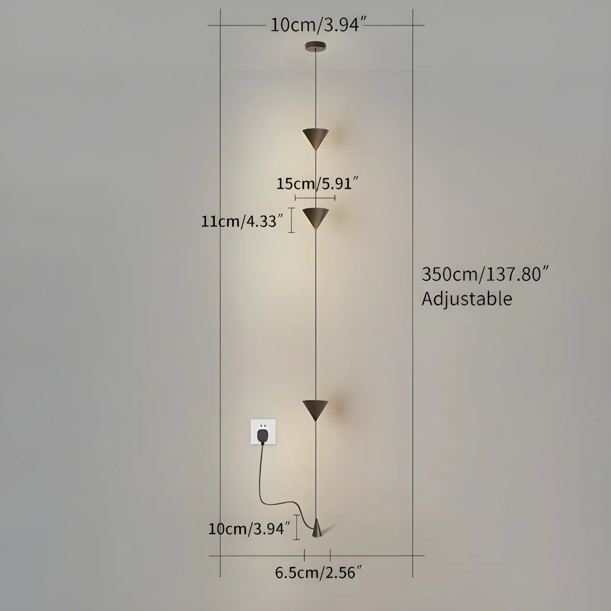 Adjustable Height Pole Light Iron & Acrylic LED Up to 11.5 Feet for Bedroom Living Room Modern Home Office Minimal Vertical Standing Accent | Thomler