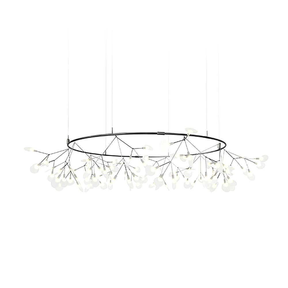 Vertakkende led-kroonluchter met acryl bloemblaadjes, zwarte afwerking, 20W geïntegreerde verlichting, dimbaar, optionele afstandsbediening, modern statement-armatuur, voor binnenshuis/woonkamer