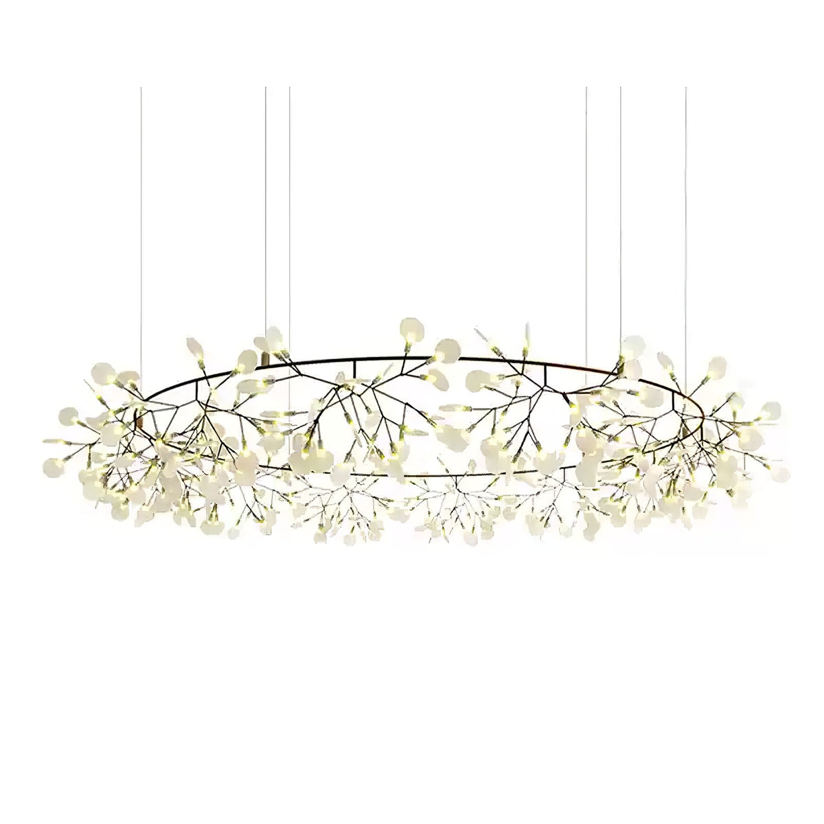 Vertakkende led-kroonluchter met acryl bloemblaadjes, zwarte afwerking, 20W geïntegreerde verlichting, dimbaar, optionele afstandsbediening, modern statement-armatuur, voor binnenshuis/woonkamer