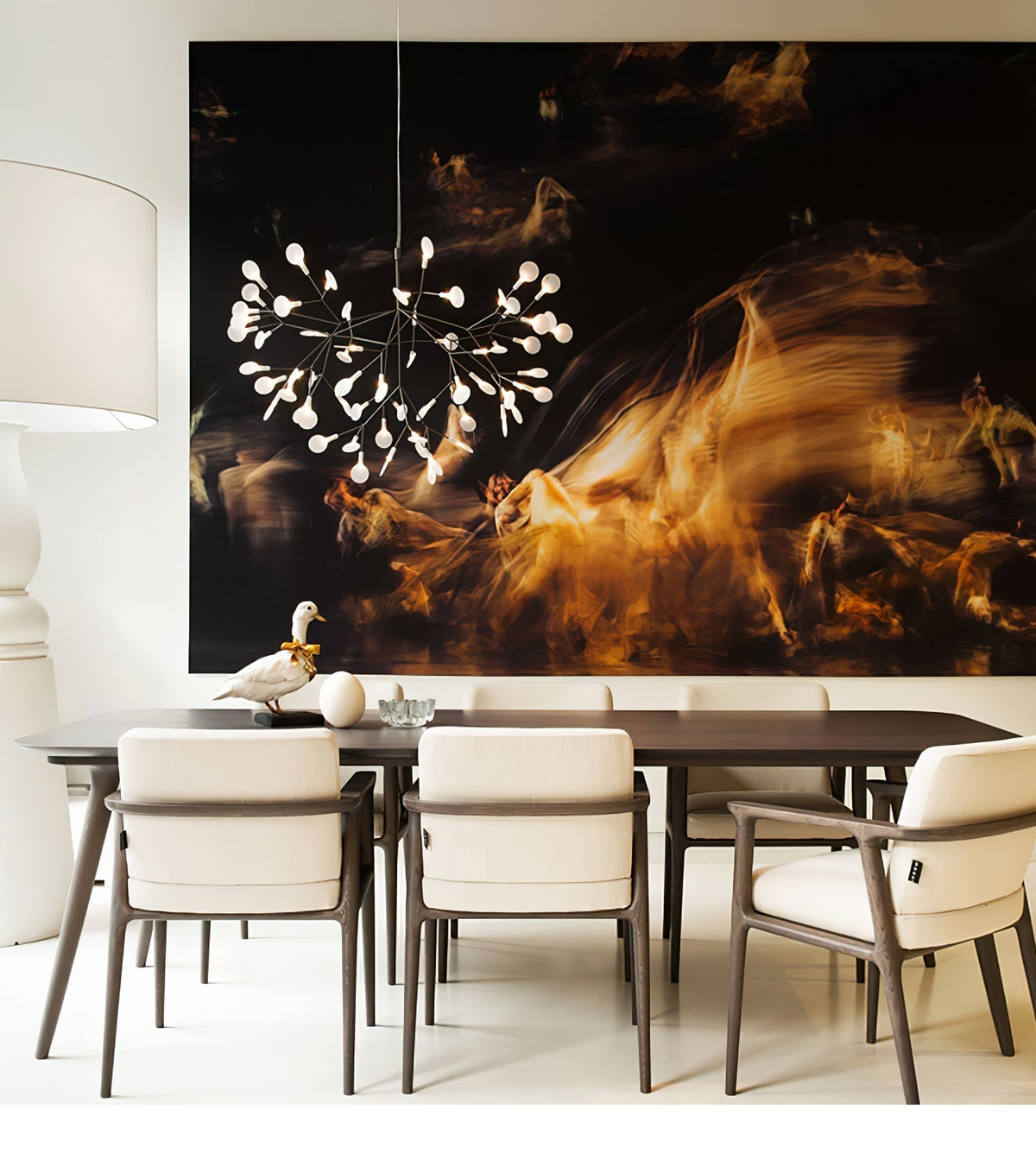 Vertakkende led-kroonluchter met acryl bloemblaadjes, zwarte afwerking, 20W geïntegreerde verlichting, dimbaar, optionele afstandsbediening, modern statement-armatuur, voor binnenshuis/woonkamer