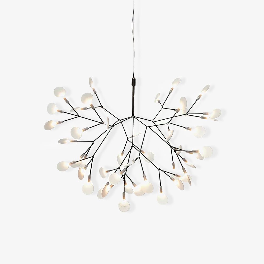 Vertakkende led-kroonluchter met acryl bloemblaadjes, zwarte afwerking, 20W geïntegreerde verlichting, dimbaar, optionele afstandsbediening, modern statement-armatuur, voor binnenshuis/woonkamer