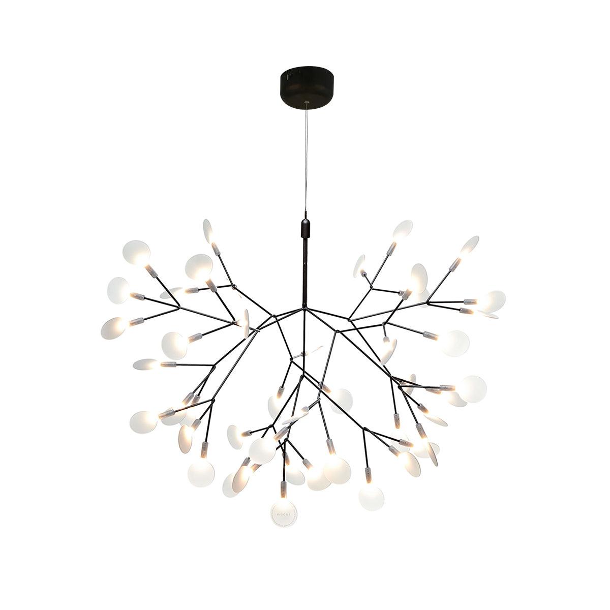 Vertakkende led-kroonluchter met acryl bloemblaadjes, zwarte afwerking, 20W geïntegreerde verlichting, dimbaar, optionele afstandsbediening, modern statement-armatuur, voor binnenshuis/woonkamer