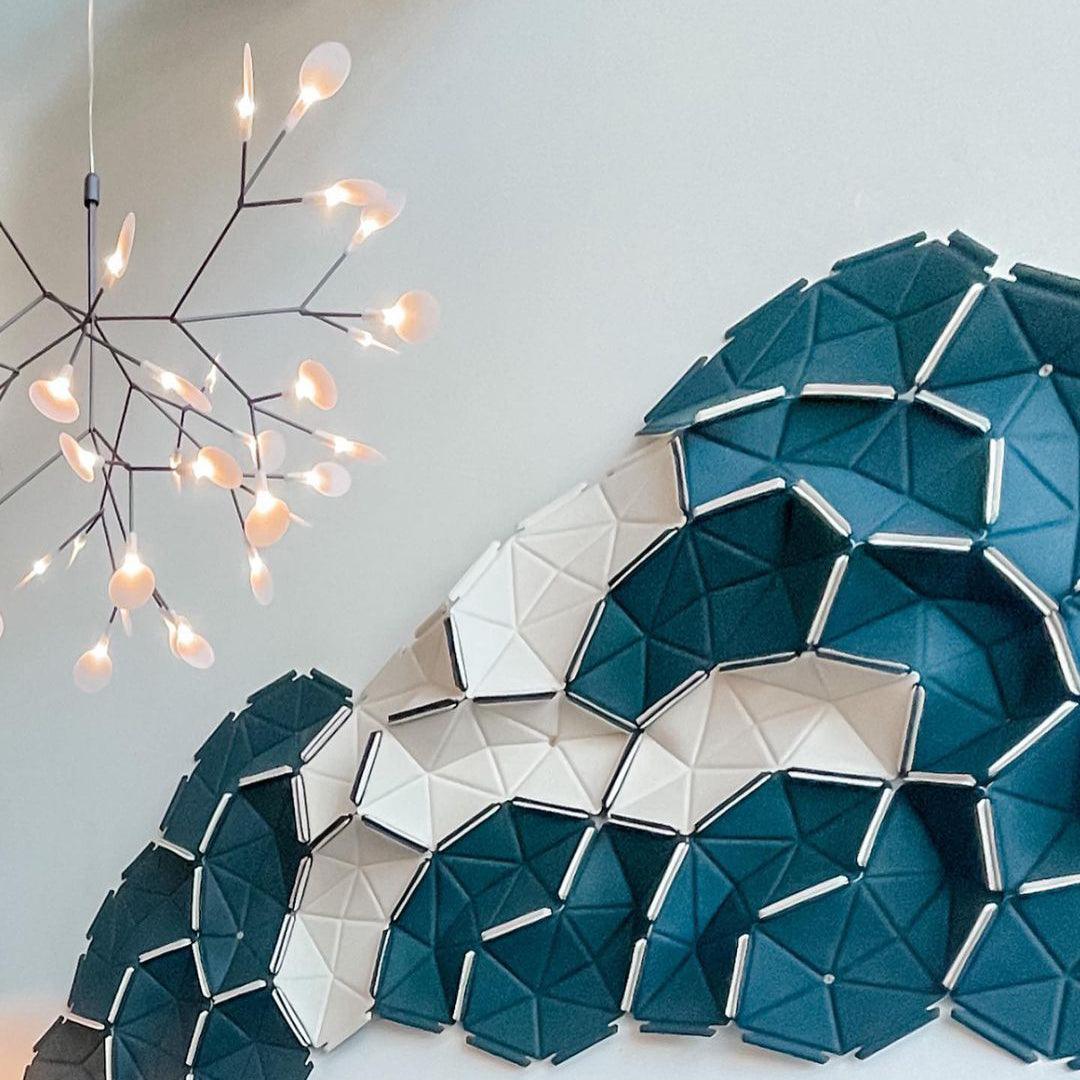Vertakkende led-kroonluchter met acryl bloemblaadjes, zwarte afwerking, 20W geïntegreerde verlichting, dimbaar, optionele afstandsbediening, modern statement-armatuur, voor binnenshuis/woonkamer