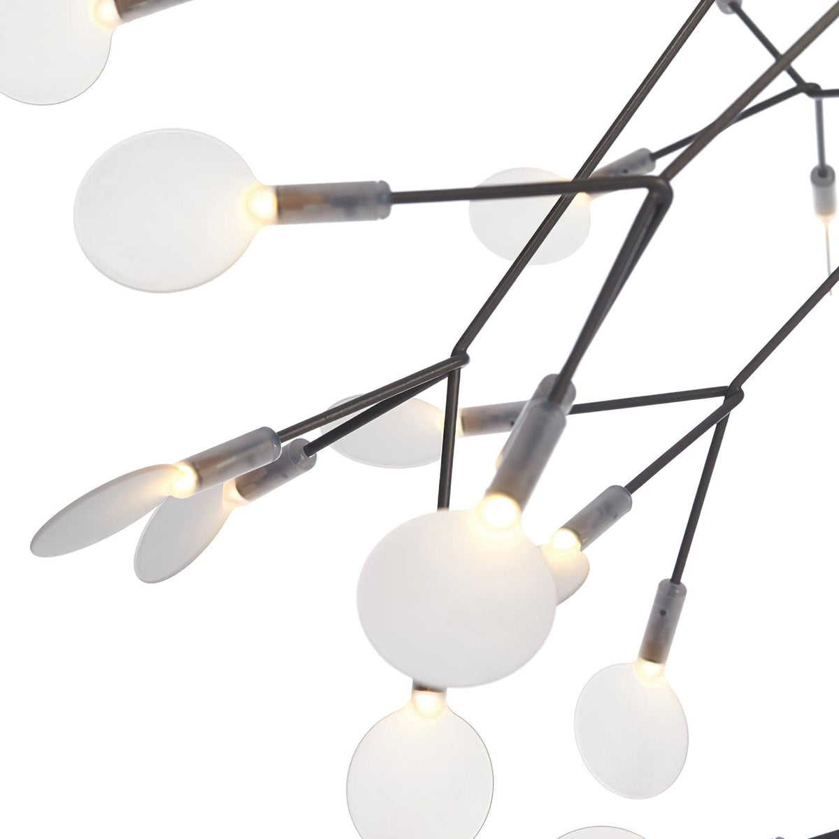 Vertakkende led-kroonluchter met acryl bloemblaadjes, zwarte afwerking, 20W geïntegreerde verlichting, dimbaar, optionele afstandsbediening, modern statement-armatuur, voor binnenshuis/woonkamer