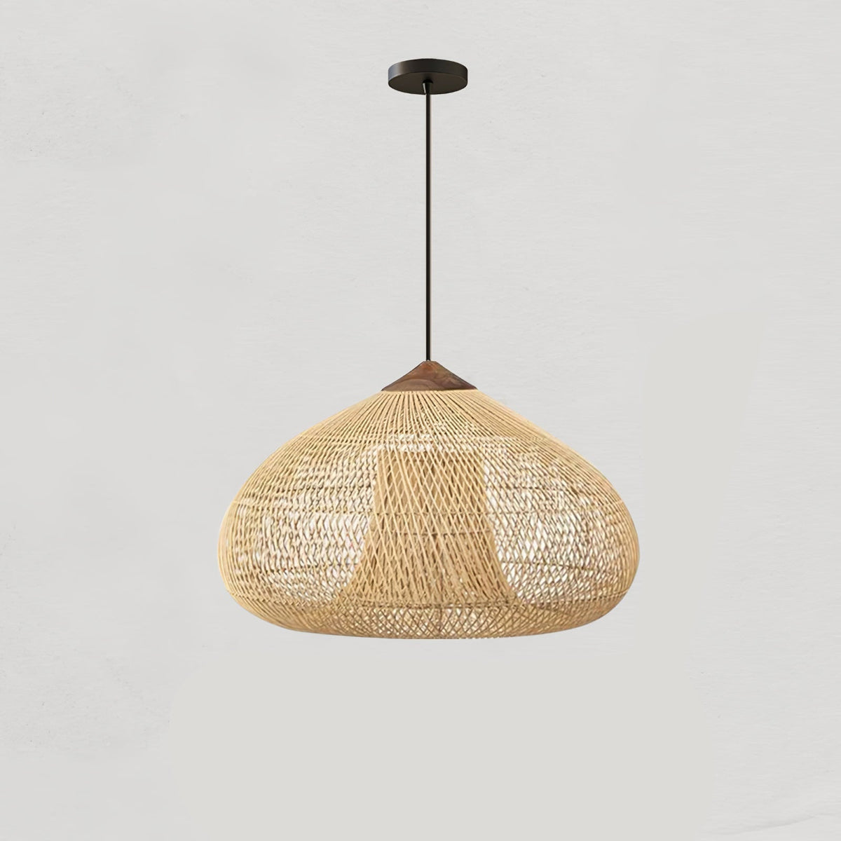 Handwoven Rattan Ceiling Light Fixture for Dining Room and Kitchen Island Over Table Adjustable Drop Natural Fiber Pendant Shade Wood Metal
