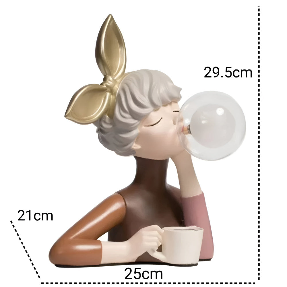 Illuminated Sculptural Figure Night Light USB Powered LED Polymer Glass 9.8 × 8.3 × 11.6 in for Nightstand Office Desk Ambient Glow Decorati | Thomler