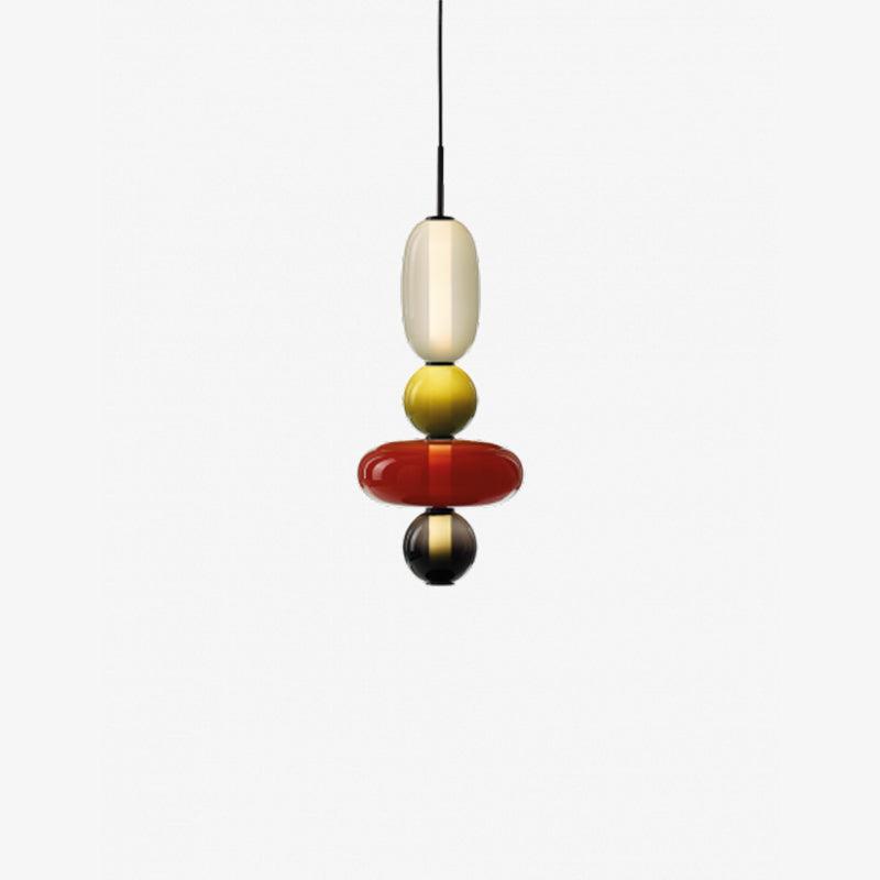 Handblown Glass Drop Pendant LED 7-inch Multi-Color Chandelier Dimmable Ceiling Light Adjustable for Kitchen Island Dining Table Living Room | Thomler