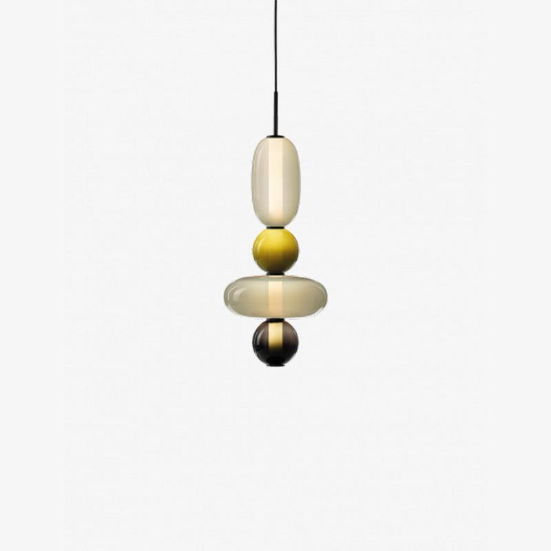 Handblown Glass Drop Pendant LED 7-inch Multi-Color Chandelier Dimmable Ceiling Light Adjustable for Kitchen Island Dining Table Living Room | Thomler