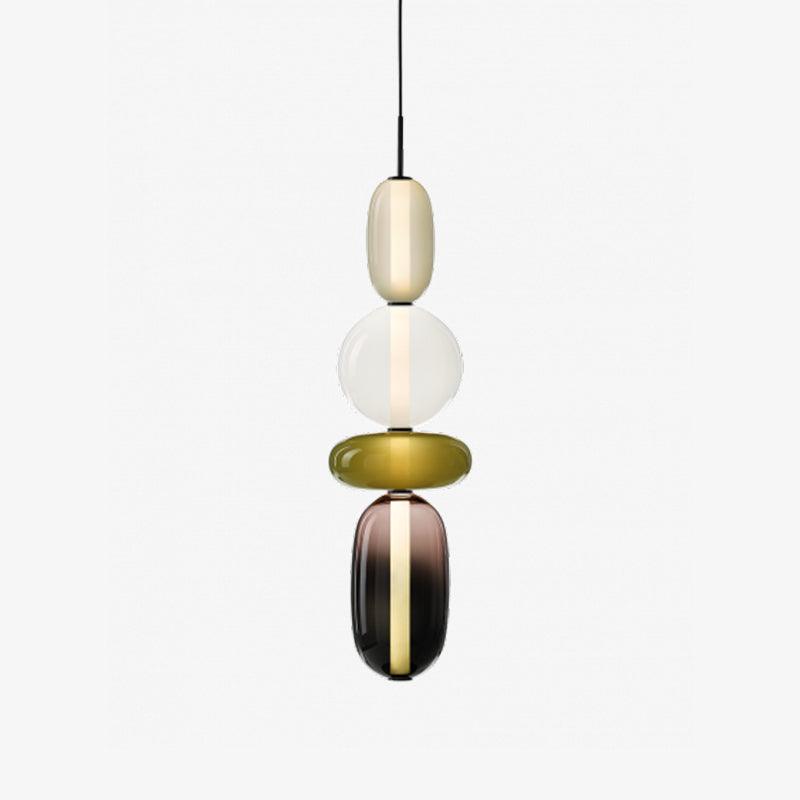 Handblown Glass Drop Pendant LED 7-inch Multi-Color Chandelier Dimmable Ceiling Light Adjustable for Kitchen Island Dining Table Living Room | Thomler