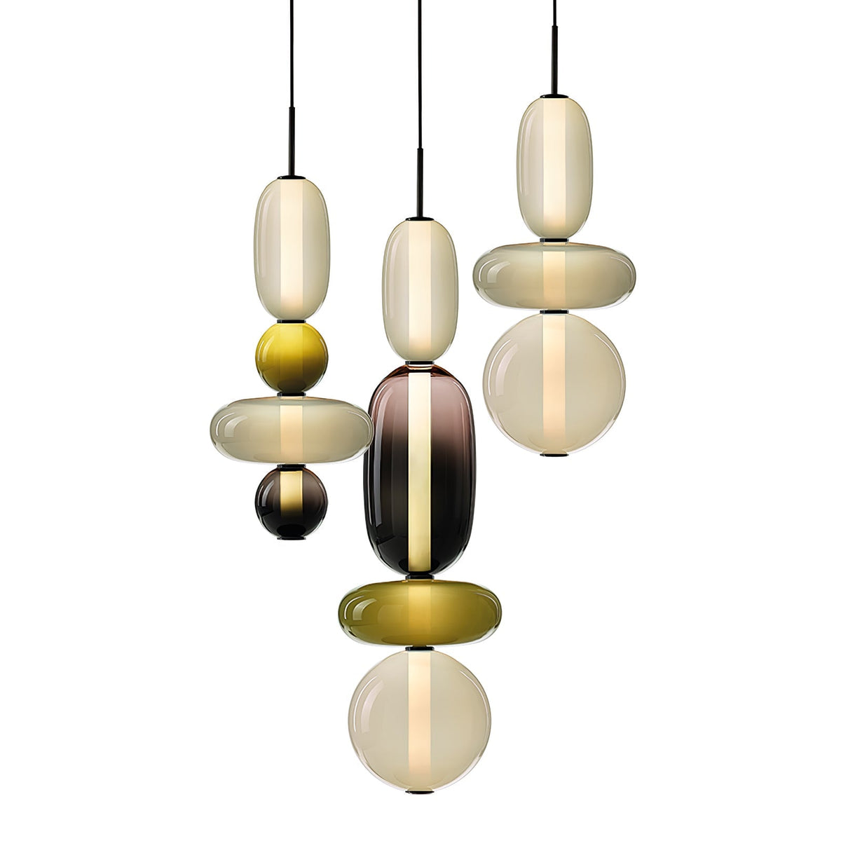 Handblown Glass Drop Pendant LED 7-inch Multi-Color Chandelier Dimmable Ceiling Light Adjustable for Kitchen Island Dining Table Living Room | Thomler
