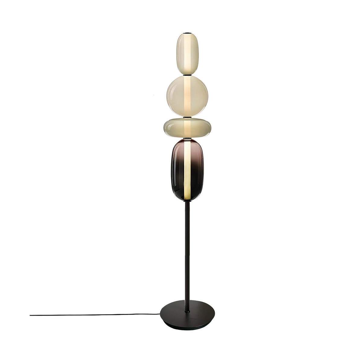 Lámpara de pie alta con temperatura de color ajustable, pantalla de metal y vidrio, iluminación decorativa moderna para dormitorio, sala de estar, rincón de lectura 130 cm | Thomler