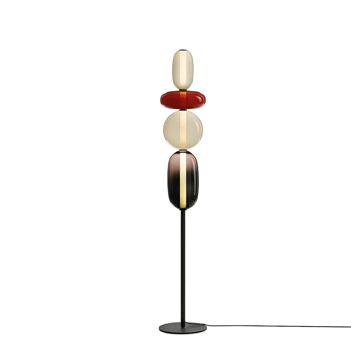 Lámpara de pie alta con temperatura de color ajustable, pantalla de metal y vidrio, iluminación decorativa moderna para dormitorio, sala de estar, rincón de lectura 130 cm | Thomler