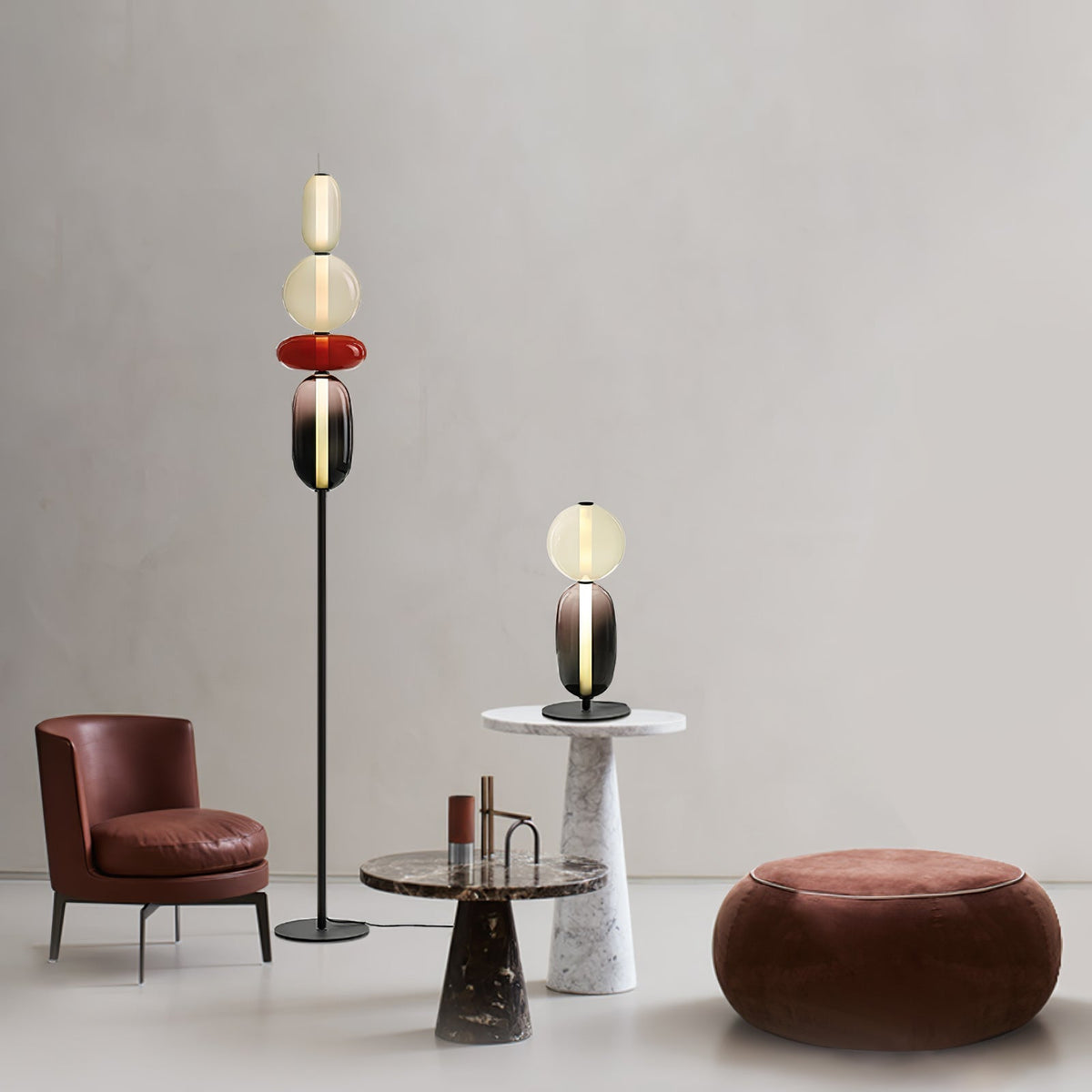Lámpara de pie alta con temperatura de color ajustable, pantalla de metal y vidrio, iluminación decorativa moderna para dormitorio, sala de estar, rincón de lectura 130 cm | Thomler