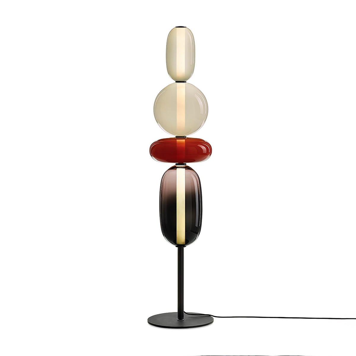 Lámpara de pie alta con temperatura de color ajustable, pantalla de metal y vidrio, iluminación decorativa moderna para dormitorio, sala de estar, rincón de lectura 130 cm | Thomler