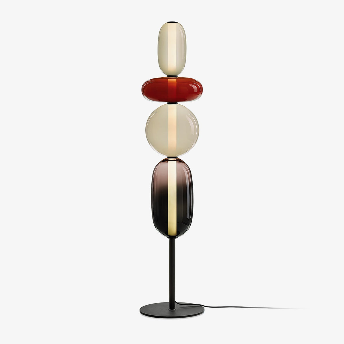 Lámpara de pie alta con temperatura de color ajustable, pantalla de metal y vidrio, iluminación decorativa moderna para dormitorio, sala de estar, rincón de lectura 130 cm | Thomler