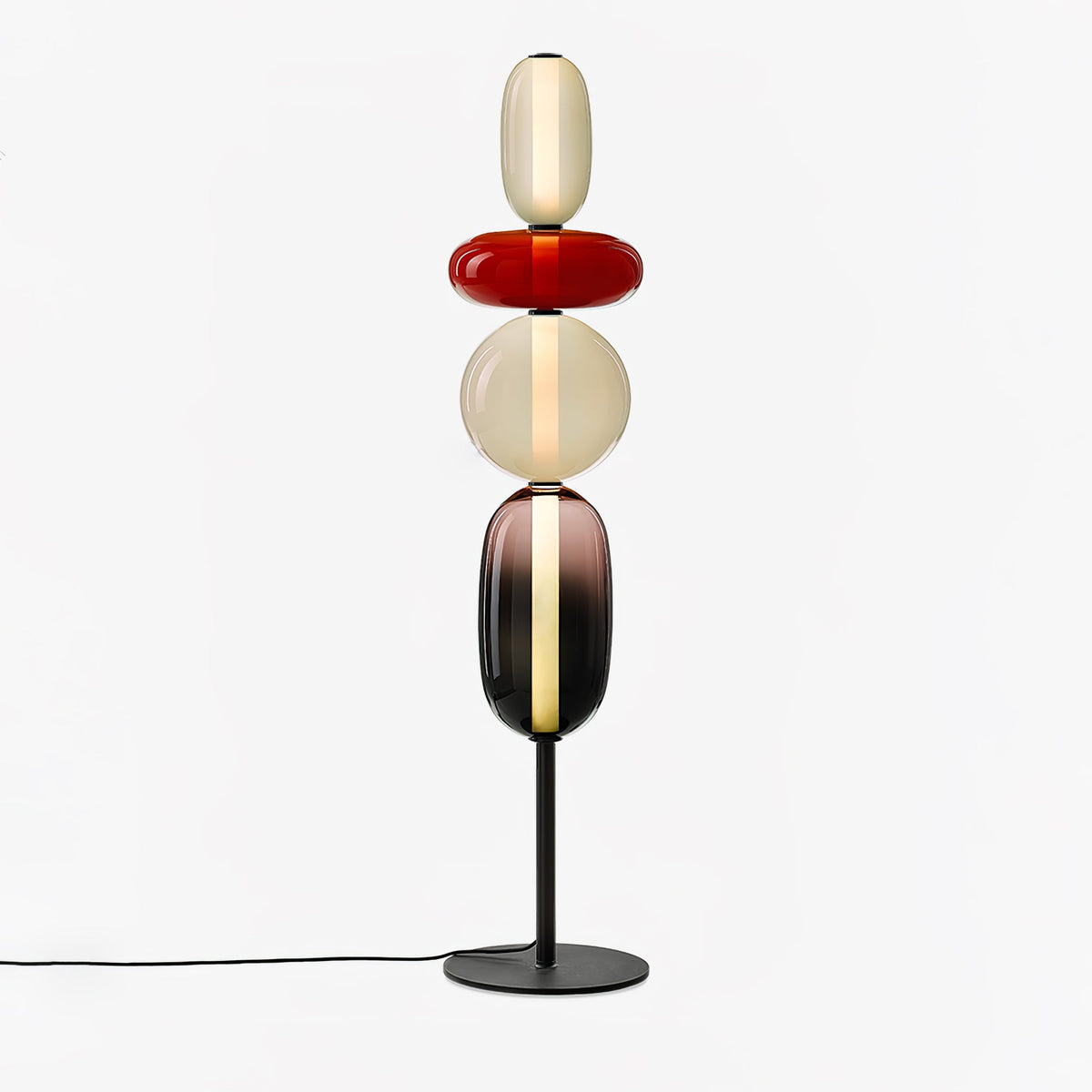 Lámpara de pie alta con temperatura de color ajustable, pantalla de metal y vidrio, iluminación decorativa moderna para dormitorio, sala de estar, rincón de lectura 130 cm | Thomler