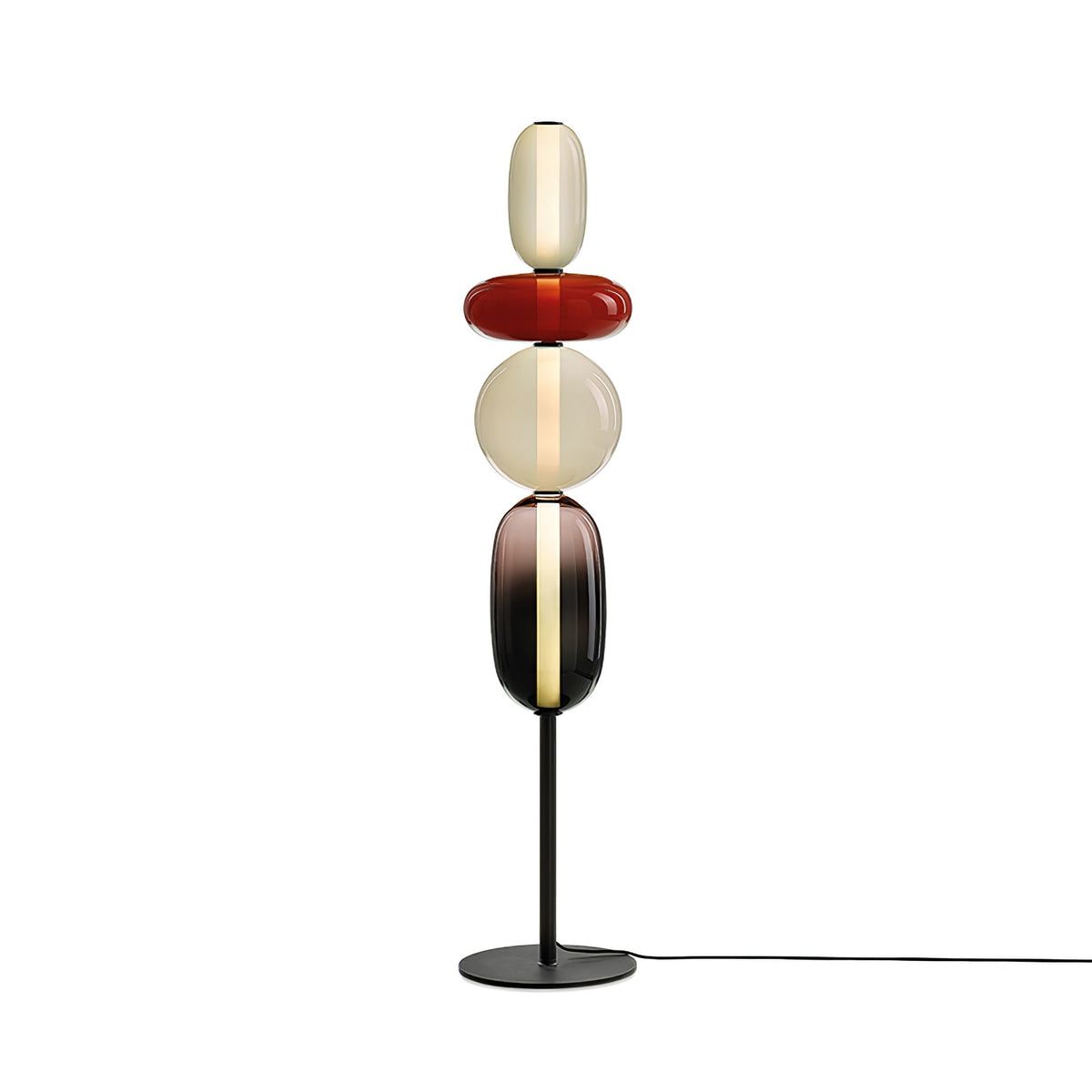 Lámpara de pie alta con temperatura de color ajustable, pantalla de metal y vidrio, iluminación decorativa moderna para dormitorio, sala de estar, rincón de lectura 130 cm | Thomler