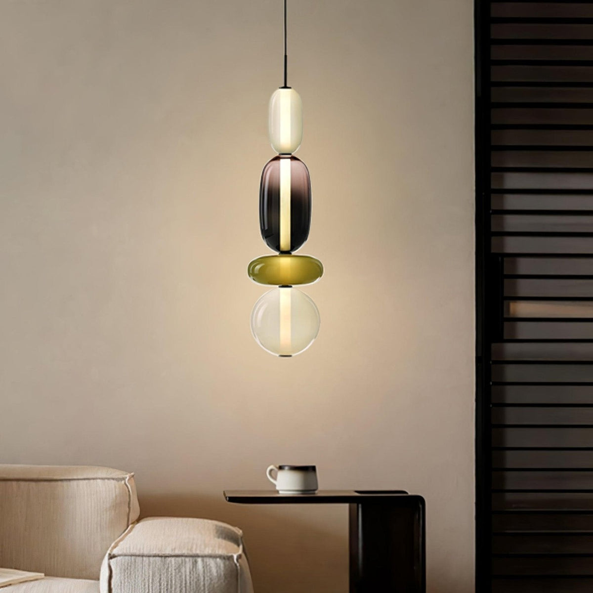 Handblown Glass Drop Pendant LED 7-inch Multi-Color Chandelier Dimmable Ceiling Light Adjustable for Kitchen Island Dining Table Living Room | Thomler
