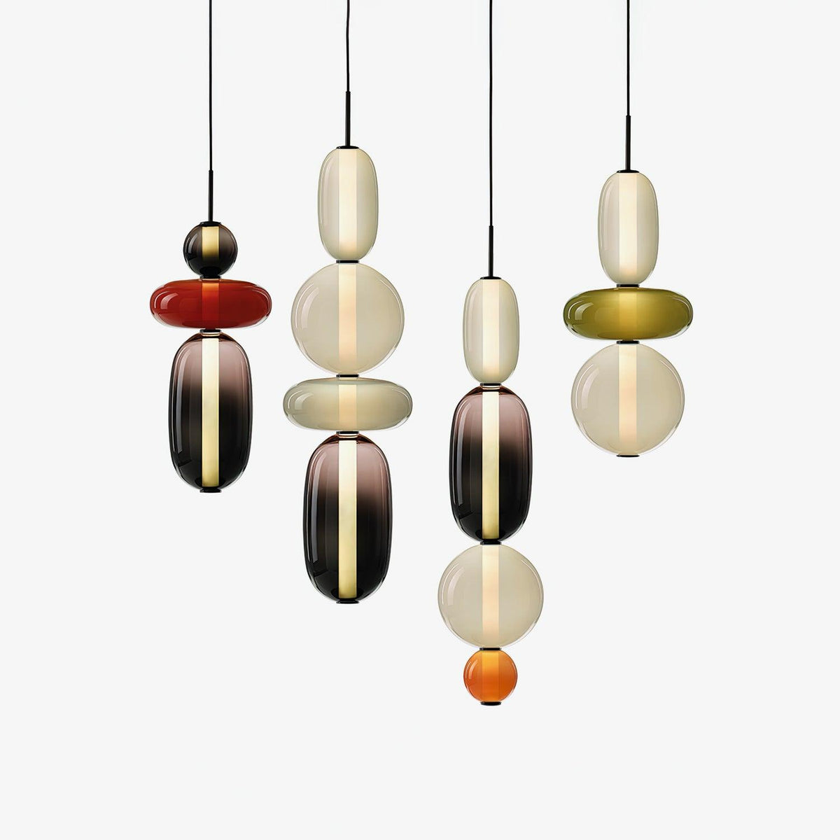 Handblown Glass Drop Pendant LED 7-inch Multi-Color Chandelier Dimmable Ceiling Light Adjustable for Kitchen Island Dining Table Living Room | Thomler