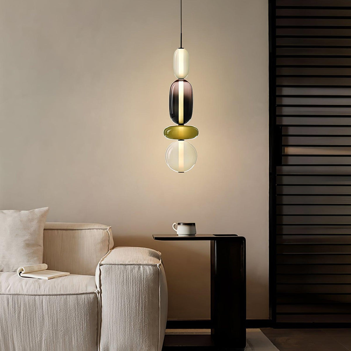 Handblown Glass Drop Pendant LED 7-inch Multi-Color Chandelier Dimmable Ceiling Light Adjustable for Kitchen Island Dining Table Living Room | Thomler