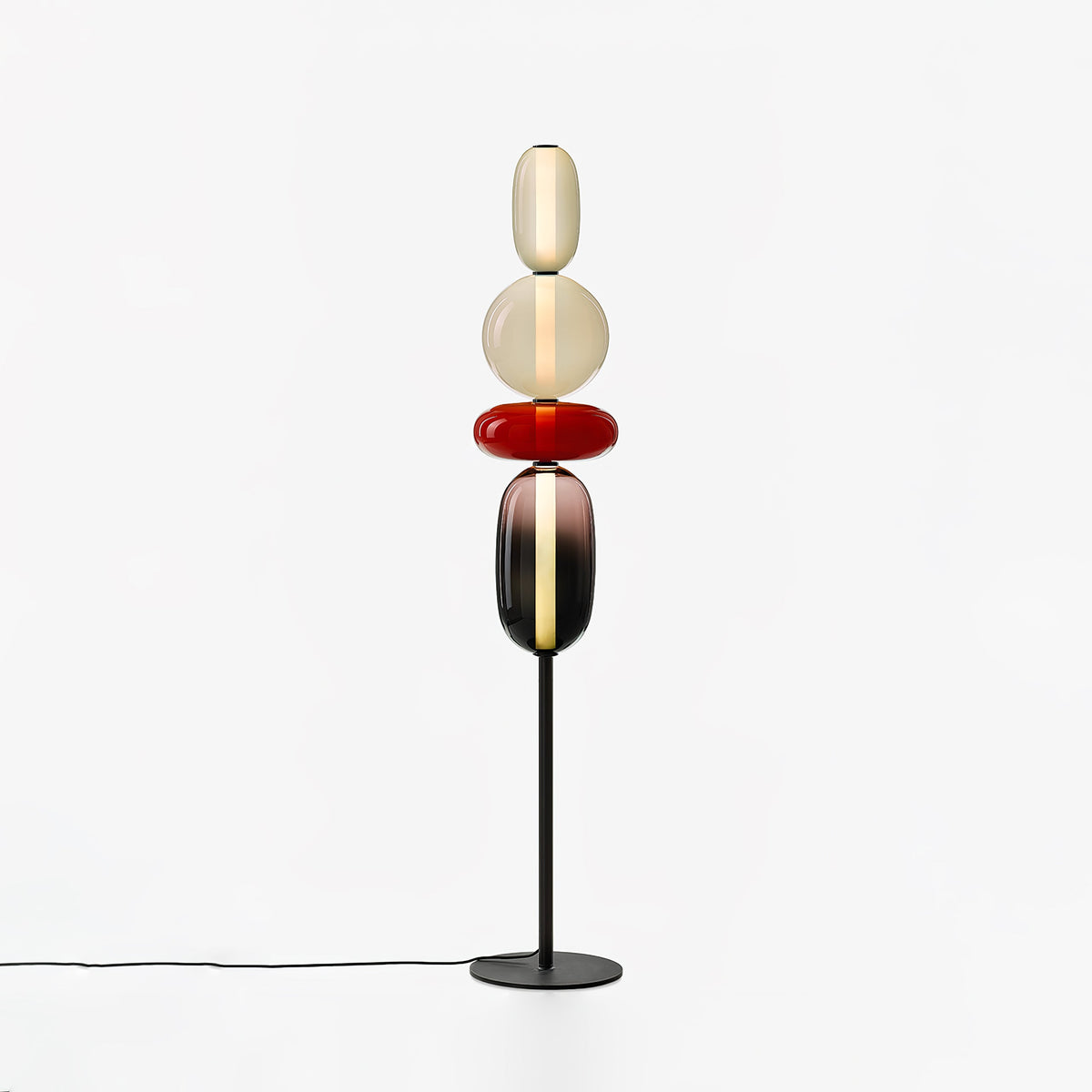 Lámpara de pie alta con temperatura de color ajustable, pantalla de metal y vidrio, iluminación decorativa moderna para dormitorio, sala de estar, rincón de lectura 130 cm | Thomler