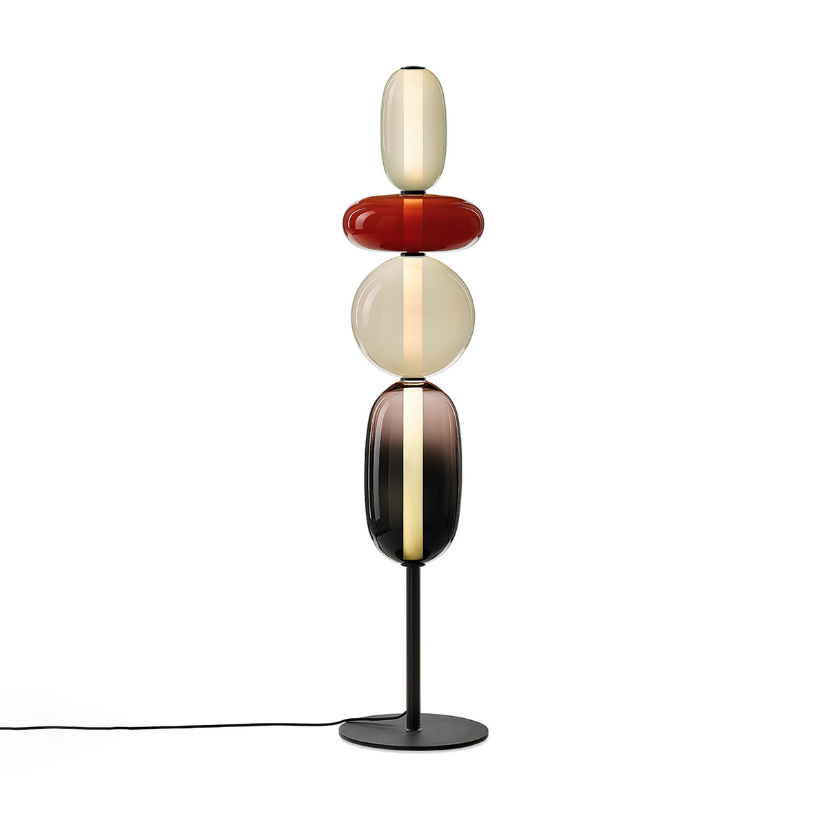 Lámpara de pie alta con temperatura de color ajustable, pantalla de metal y vidrio, iluminación decorativa moderna para dormitorio, sala de estar, rincón de lectura 130 cm | Thomler