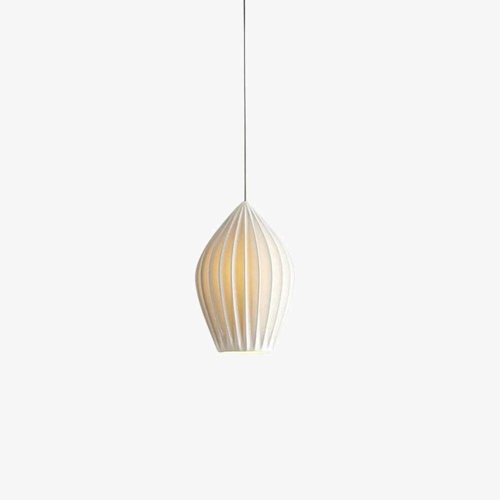 Ceramic Hanging Light Fixture White Ribbed Shade E14 Socket for Kitchen Island Dining Room Table Ceiling Adjustable Cord | Thomler