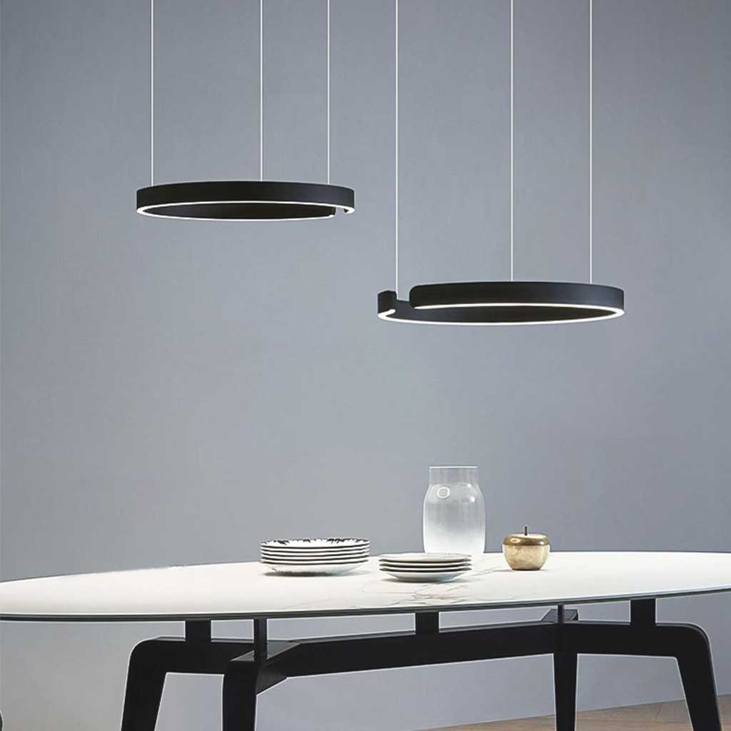 Dimmable LED Ring Ceiling Light Fixture Modern Aluminum Multi-Ring Chandelier for Dining Room Kitchen Island Living Room Bedroom Adjustable
