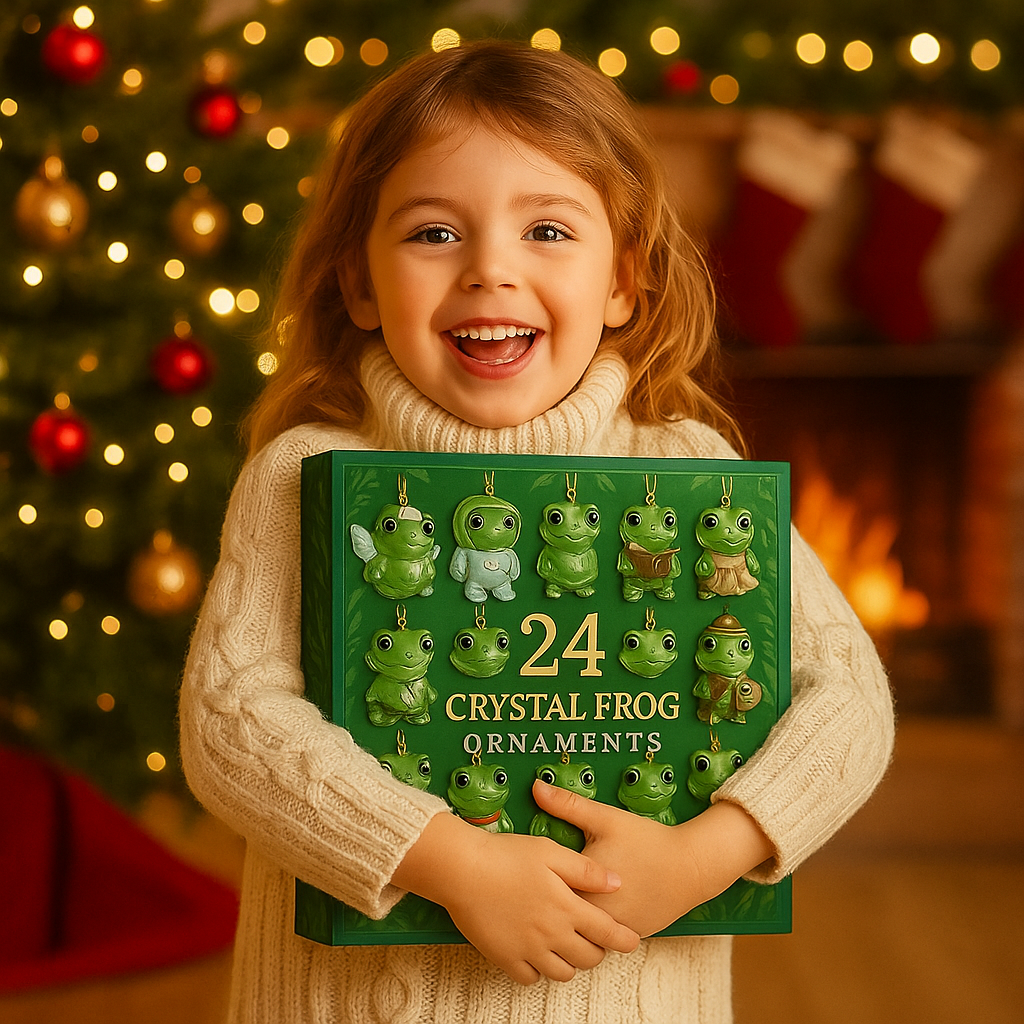 Crystal Frog Ornament Advent Calendar – 24 Miniature Collectible Charms for Christmas Countdown & Year-Round Display