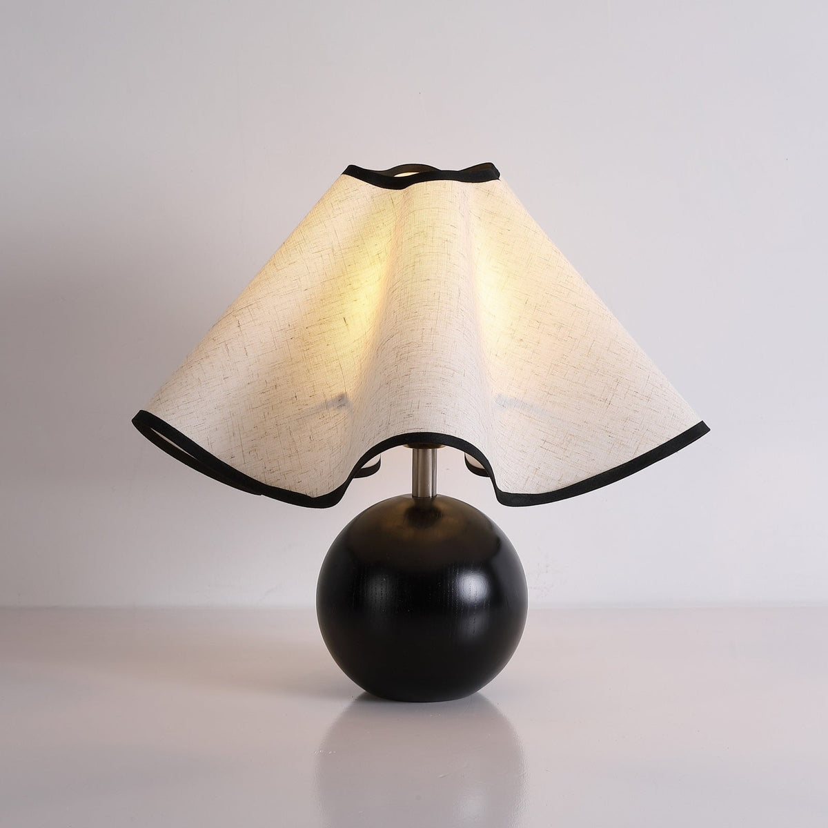 Wooden Desk Lamp with Fabric Shade for Bedroom Nightstand Reading Light Home Office Study Table Lighting 12 in Diameter Ambient Glow Bulb No | Thomler