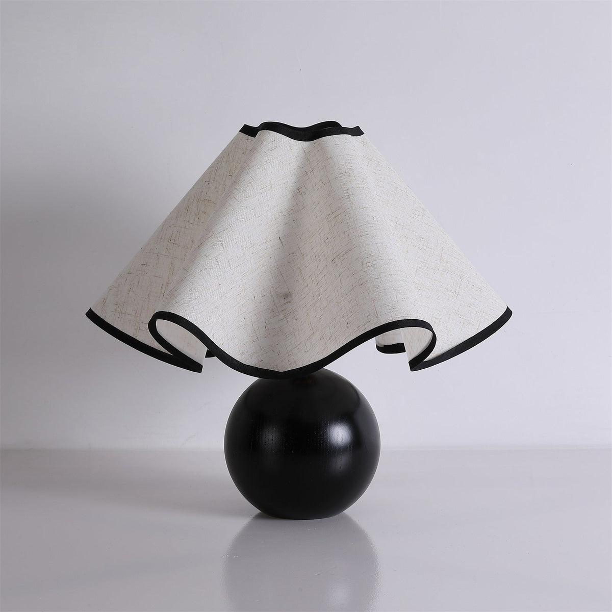 Wooden Desk Lamp with Fabric Shade for Bedroom Nightstand Reading Light Home Office Study Table Lighting 12 in Diameter Ambient Glow Bulb No | Thomler