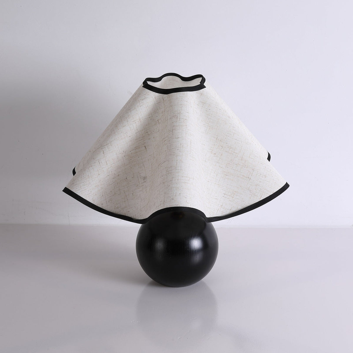 Wooden Desk Lamp with Fabric Shade for Bedroom Nightstand Reading Light Home Office Study Table Lighting 12 in Diameter Ambient Glow Bulb No | Thomler