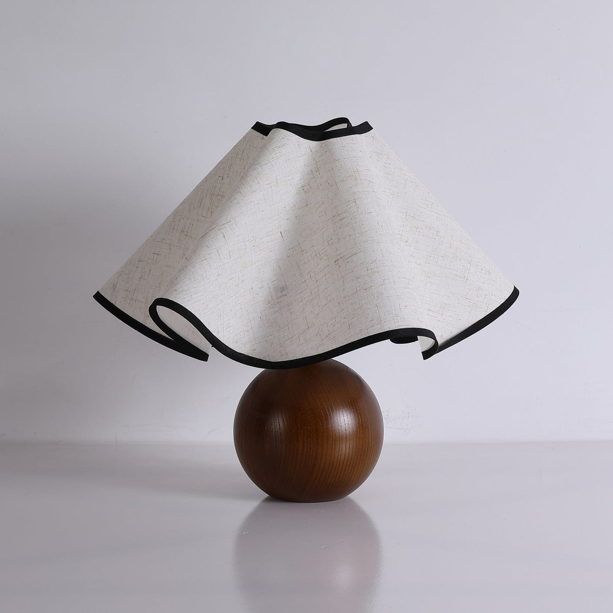 Wooden Desk Lamp with Fabric Shade for Bedroom Nightstand Reading Light Home Office Study Table Lighting 12 in Diameter Ambient Glow Bulb No | Thomler