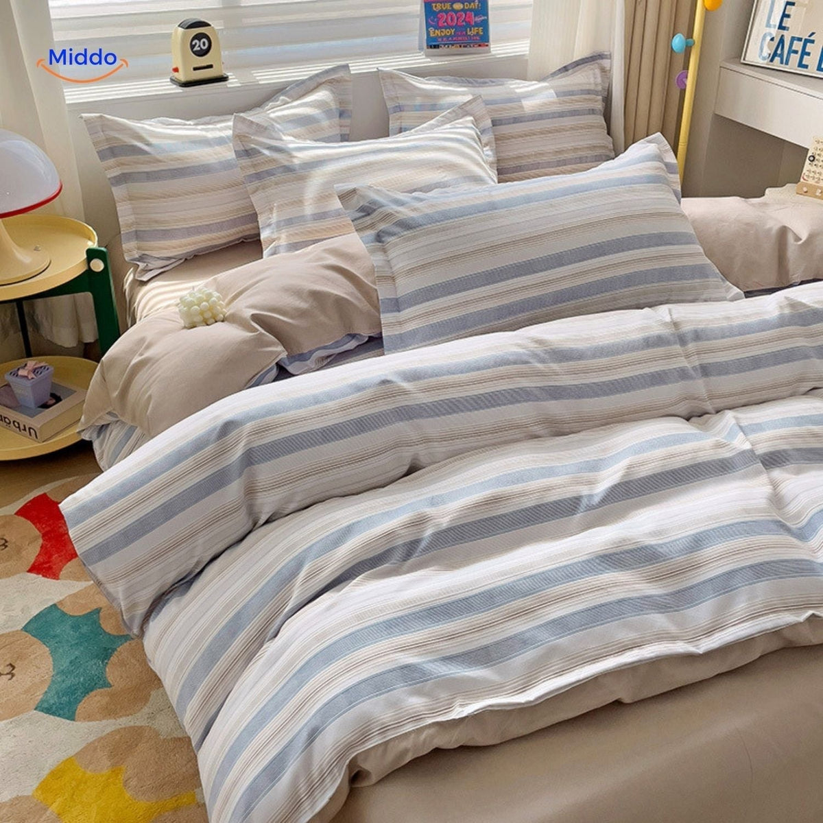 Pure Cotton 4-Piece Bedding Set for Mom & Baby – Soft & Breathable
