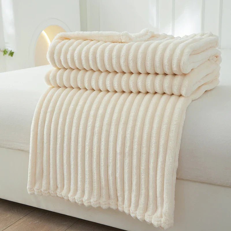 Striped Microfiber Throw Blanket Polyester Soft Lightweight All Season Couch Bed Cuddle Blanket for Living Room Bedroom Home Decor | Thomler