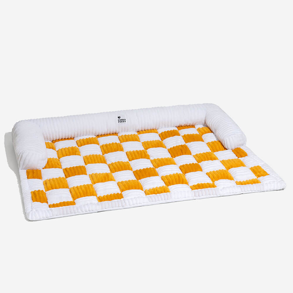 Protector acolchado para muebles de mascotas – Funda antideslizante para sofá y suelo | Manta a cuadros lavable para perros