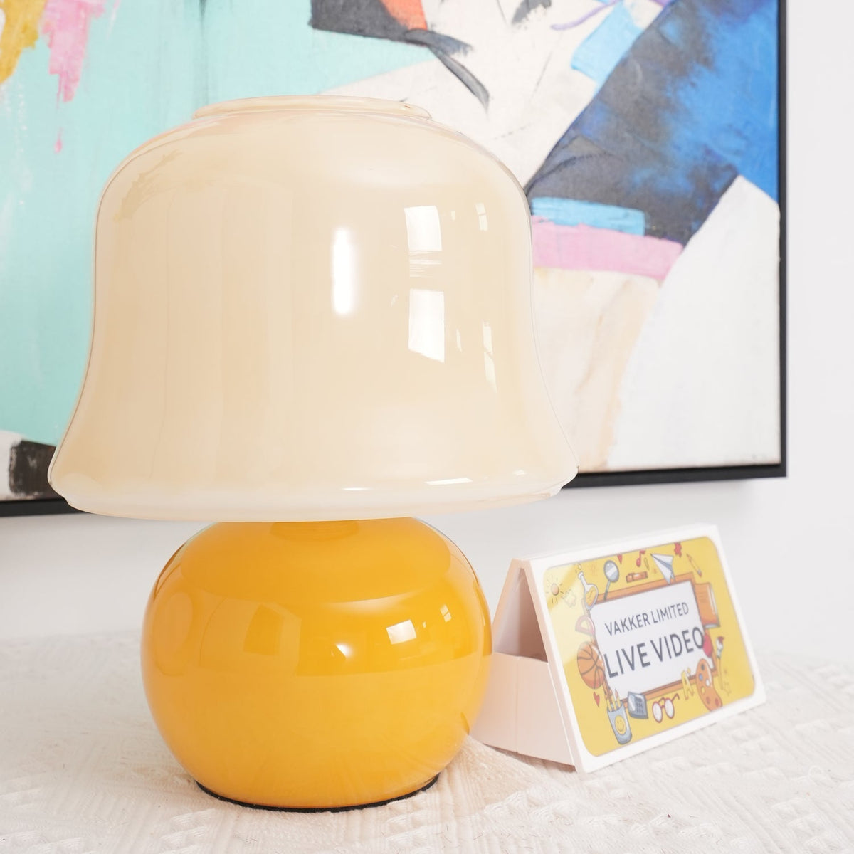 Ceramic Accent Lamp with Enamel Shade 11.4 in Beige for Nightstands Bedrooms Living Rooms Study Desks Side Tables E14 Socket 15W Soft Glow | Thomler